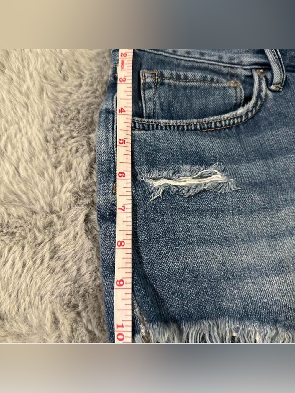 We The Free Distressed Dark Blue Denim Cutoff Shorts - Picture 6 of 7